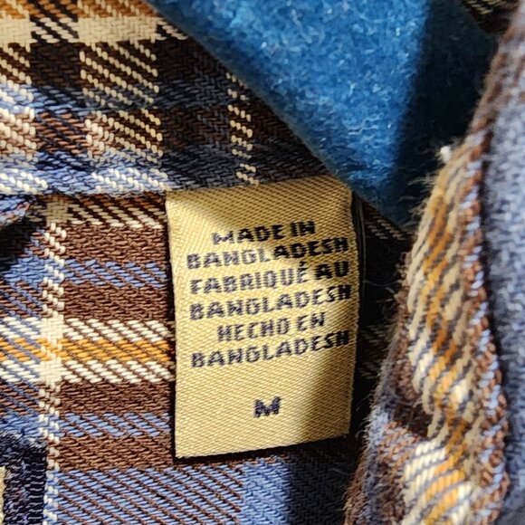 G.H. Bass & Co. Men's M Flannel Shirt Blue Brown Plaid Long Sleeve Casual - Picture 4 of 10